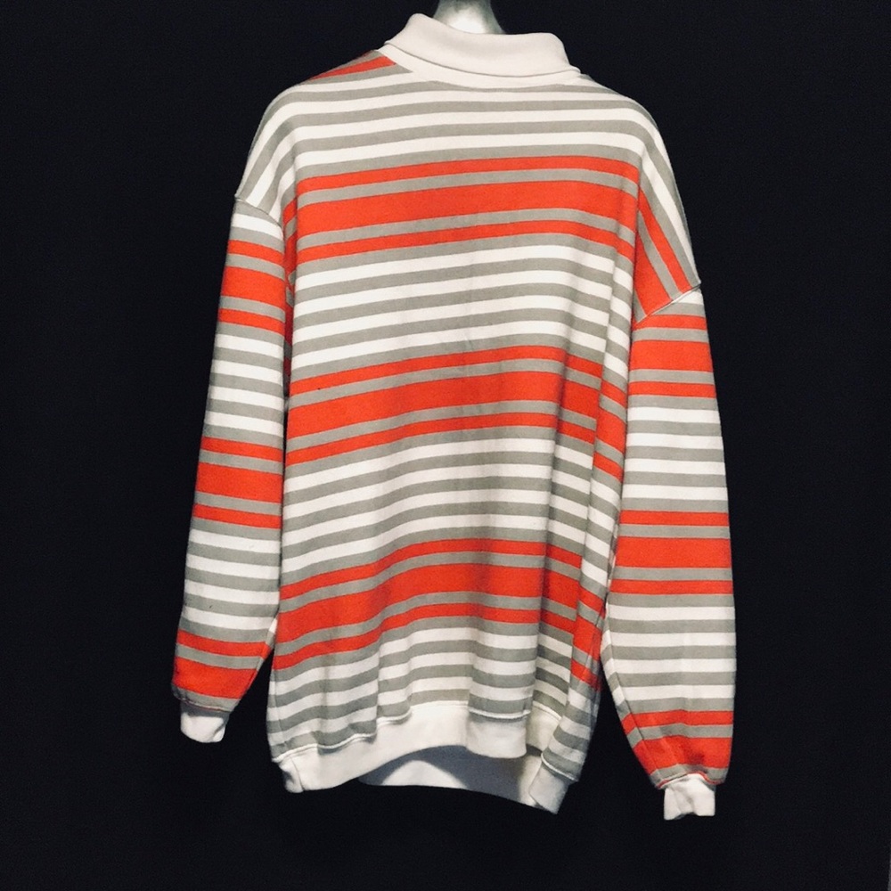 vtg white&red&gray dashers striped turtleneck
